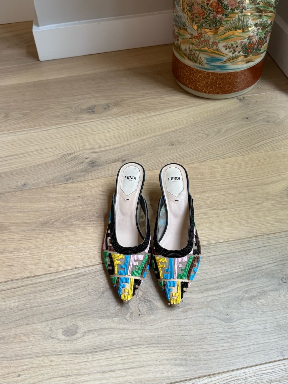 Fendi Beaded Mules